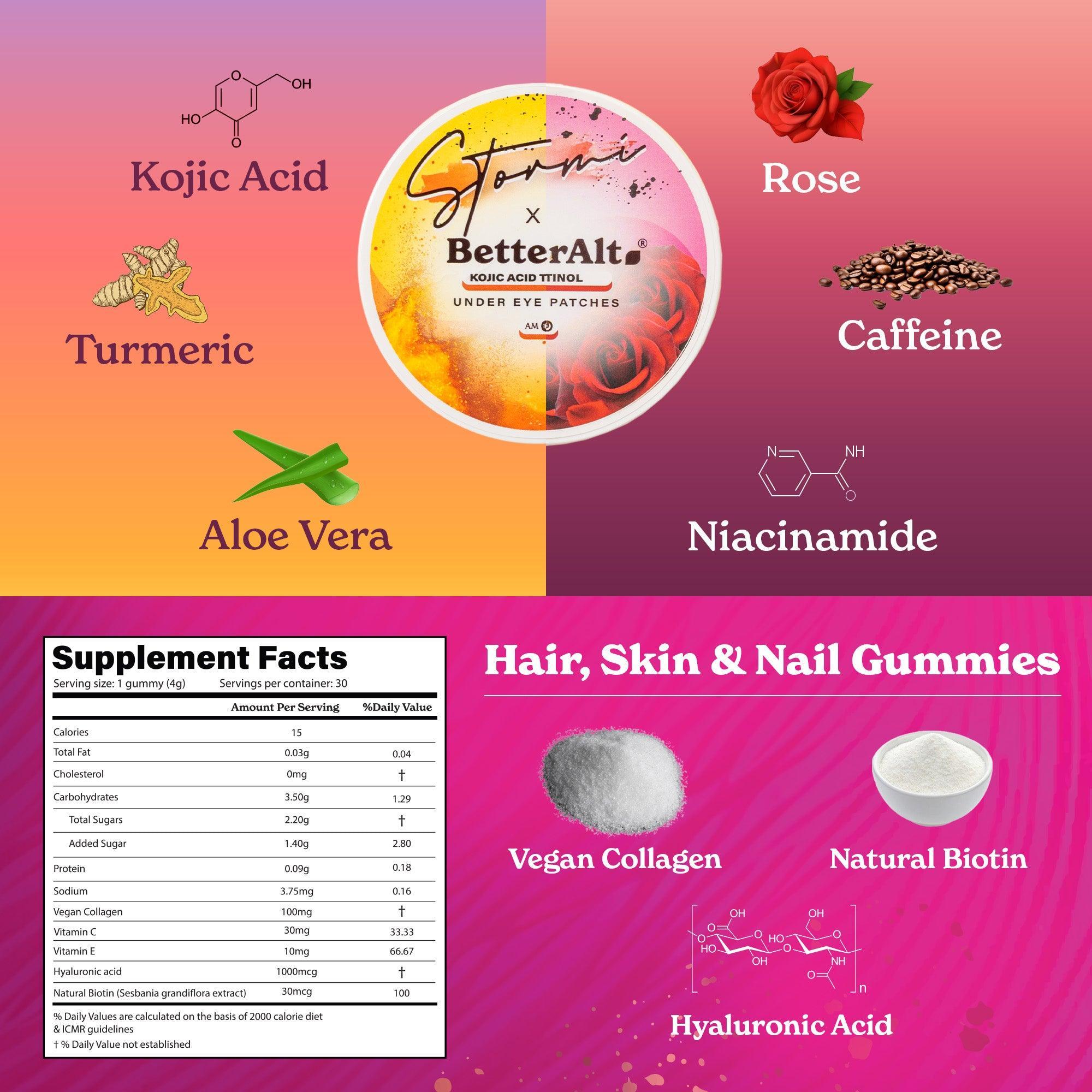 Stormi x BetterAlt | Stormi kit | Under Eye patches & Hair Skin and Nail gummies