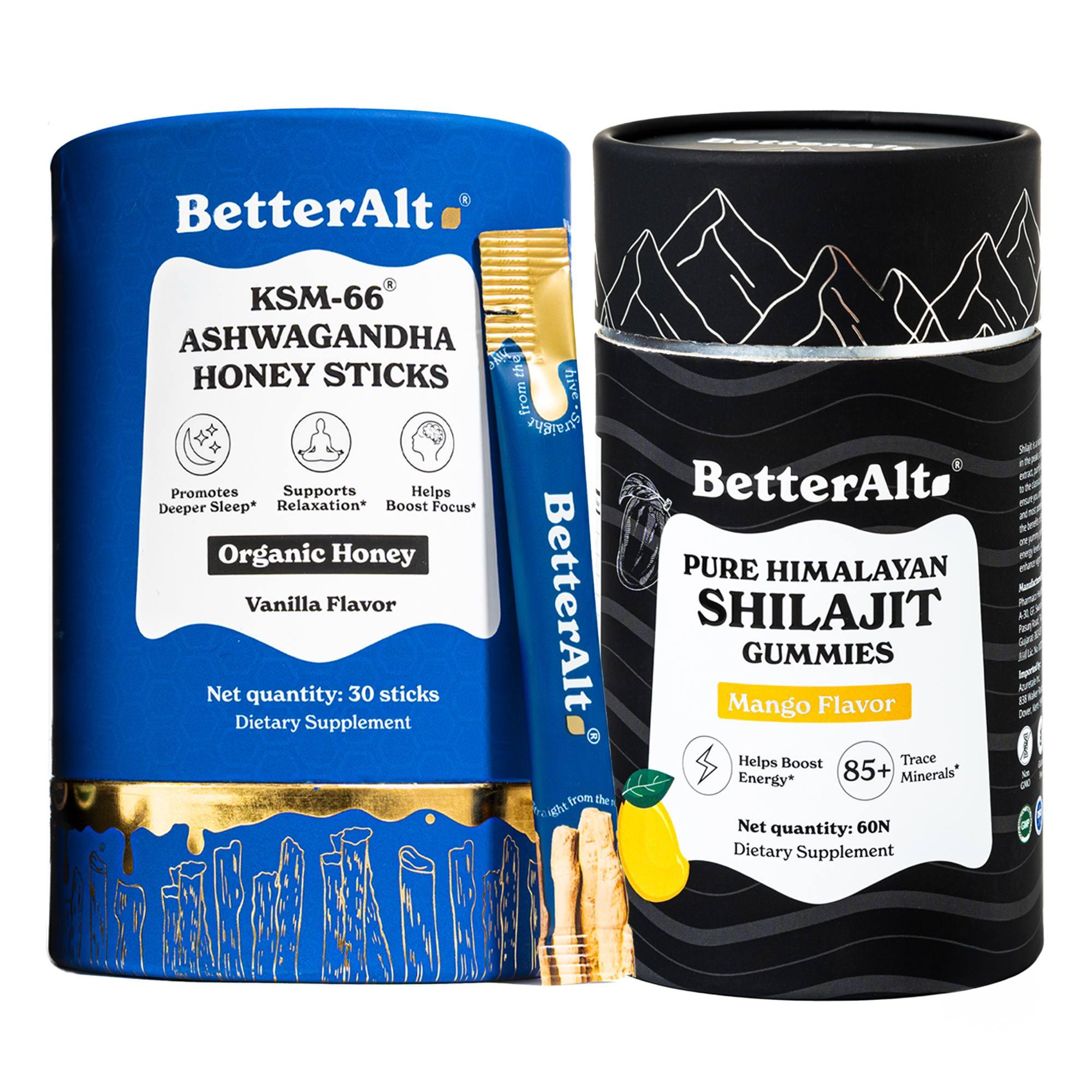 ashwagandha-honey-sticks-himalayan-shilajit-mango-gummies - KSM-66 Ashwagandha Honey Sticks + Himalayan Shilajit Mango Gummies